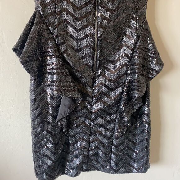 Bebe Black Sequence Dress with Side Ruffles - Picture 10 of 10